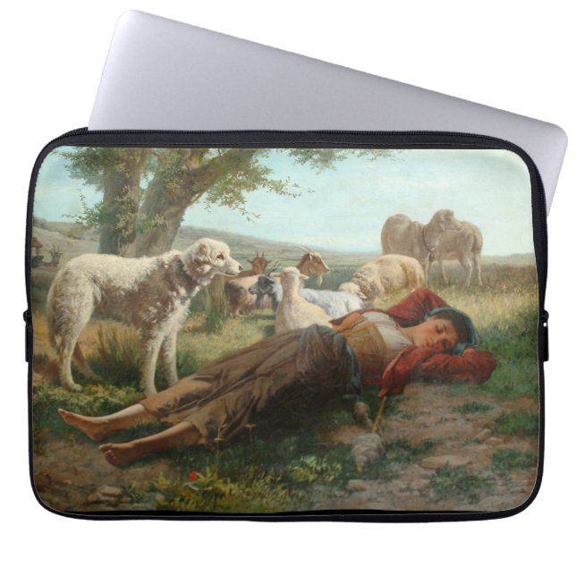 Die Siesta des Goatherder Girl's (von Carlo Ademol Laptopschutzhülle (Vorderseite)