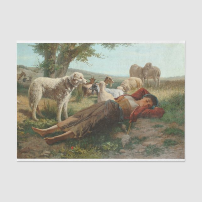 Die Siesta des Goatherder Girl's (von Carlo Ademol Seidenpapier (Vorderseite)
