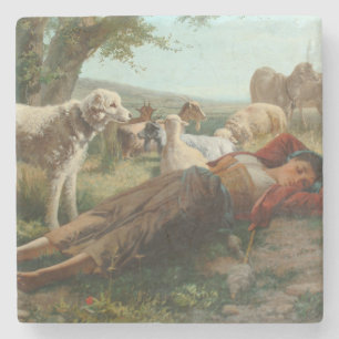 Die Siesta des Goatherder Girl's (von Carlo Ademol Steinuntersetzer