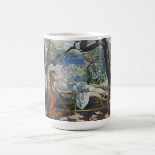Die Siesta (Jeanne, die in einem Schaukelstuhl ruh Kaffeetasse