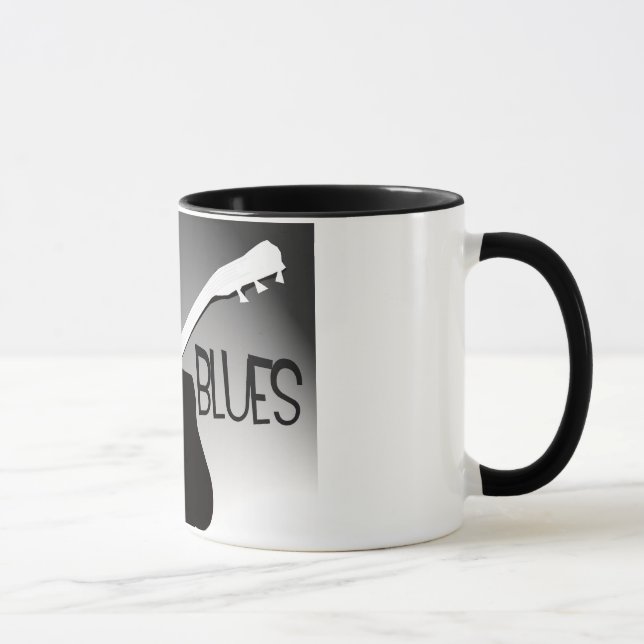 Die Silhouette des Bluesspielers mit einem Tasse (Rechts)