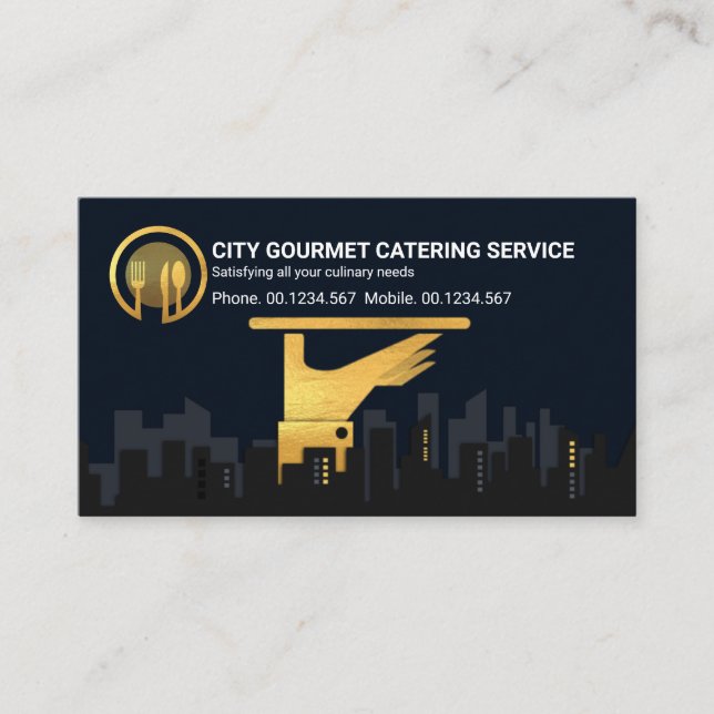 Die Silhouette des Golden Waiter Serving Plate Cit Visitenkarte (Vorderseite)