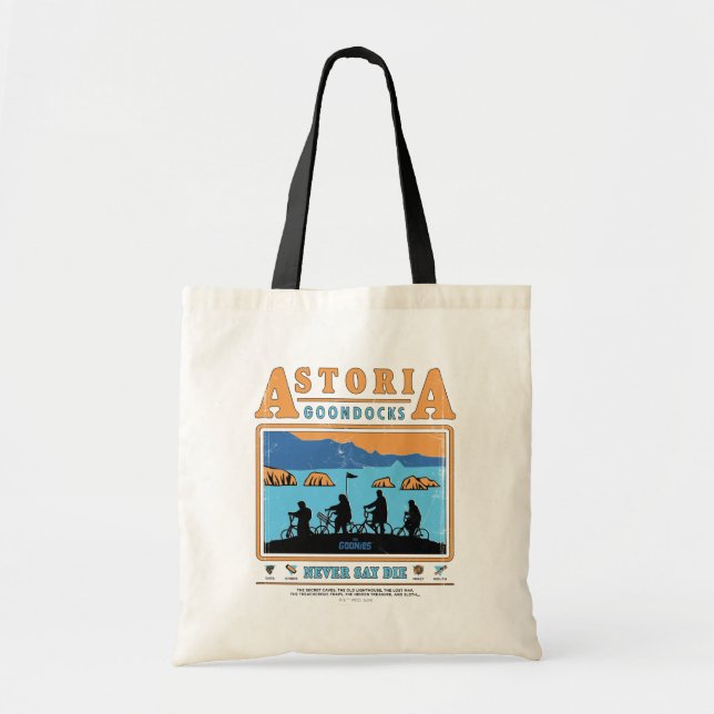 Die Silhouetten der Goonies über Astoria Goondocks Tragetasche (Vorne)