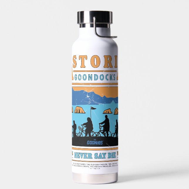 Die Silhouetten der Goonies über Astoria Goondocks Trinkflasche (Links)