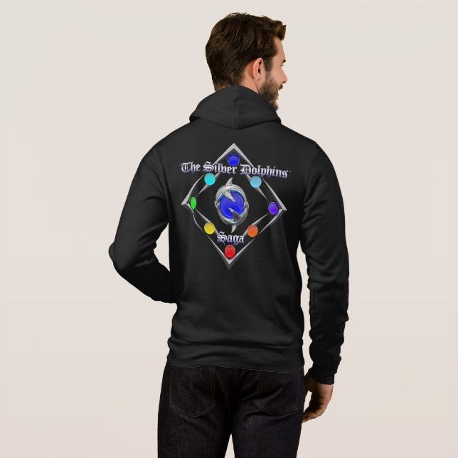 Die Silver Delphine Saga und die Logos von Arisdal Hoodie (Schwarz voll)