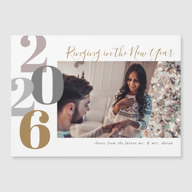 Die Silvesterfotokarte der Verlobung Magnetkarte (Vorderseite)