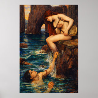 Die Sirene von John William Waterhouse Poster