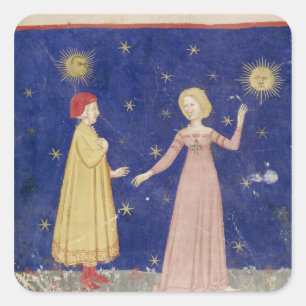 Die Sitzung von Dante und von Beatrice Quadratischer Aufkleber