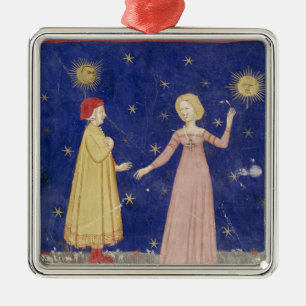 Die Sitzung von Dante und von Beatrice Silbernes Ornament