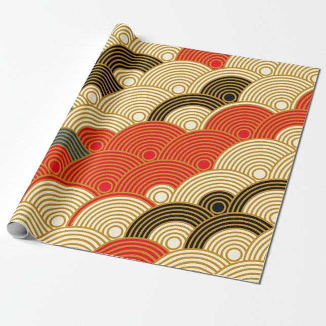 Die Skalierung der Wellen im japanischen Stil ist  Geschenkpapier (Ungerollt)
