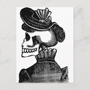 Die Skelettdame. Circa Anfang der 1900er Jahre Mex Postkarte