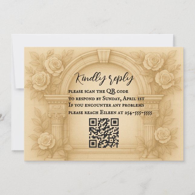 Die skulpierte Vow QR Code Wedding RSVP Card Einladung (Vorderseite)
