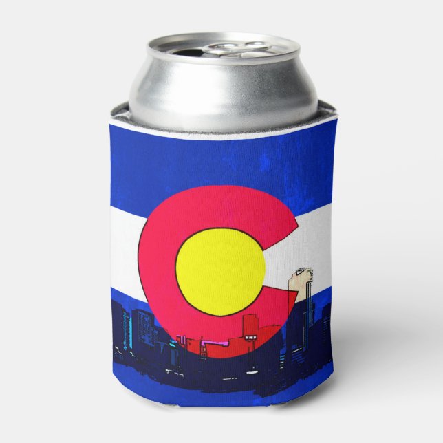 Die Skyline der hellen Denver Colorado Fahne kann  Dosenkühler (Kanne Vorderseite)