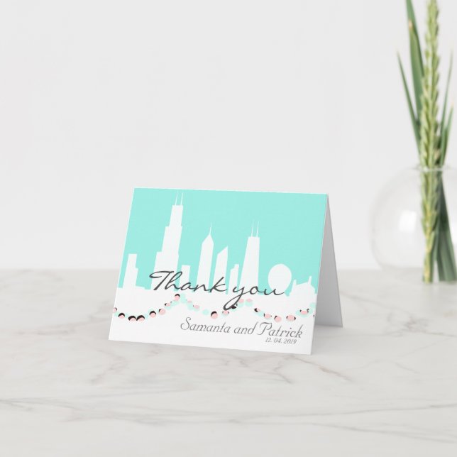 Die Skyline von Chicago ist elegant, modern und Vi Dankeskarte (Vorderseite)