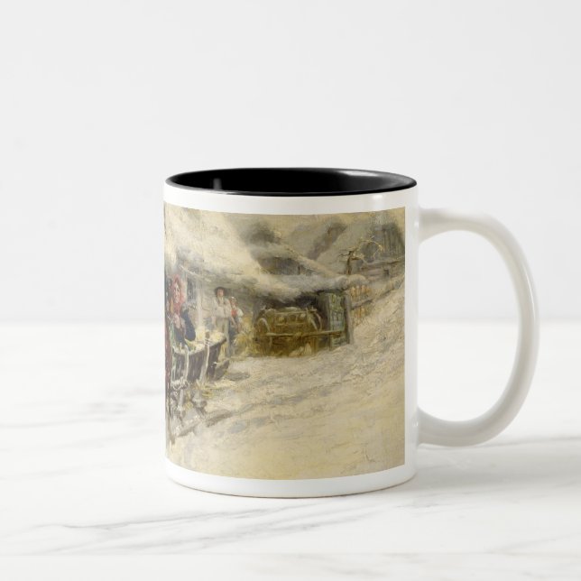 Die sleigh-Fahrt, 1896 (Öl auf Leinwand) Zweifarbige Tasse (Rechts)