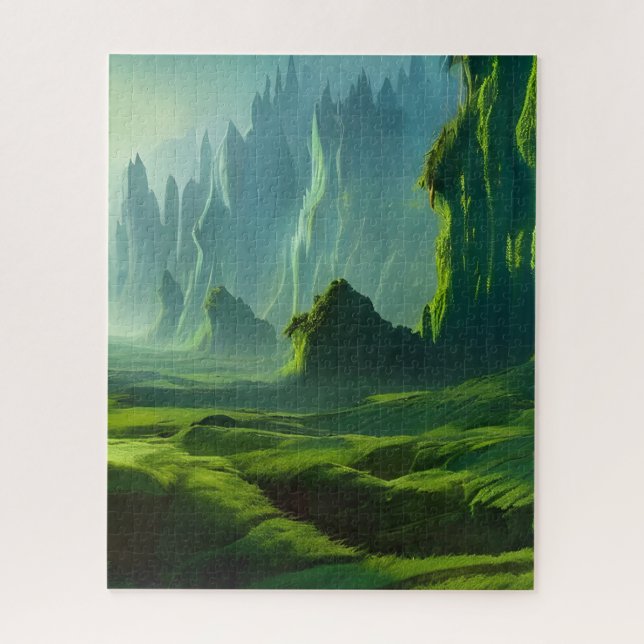 Die smaragdgrüne Valley Fantasy Art Postcard (Vertikal)