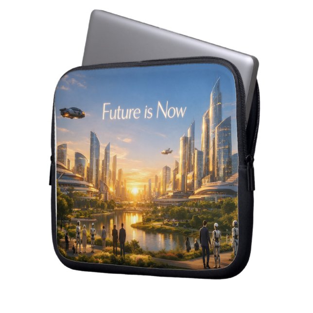 Die Smart City der Zukunft Laptopschutzhülle (Vorderseite Links)