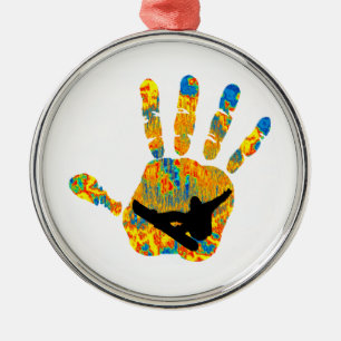 DIE SNOWBOARDS-WEISE SILBERNES ORNAMENT