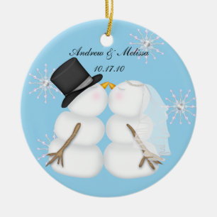 Die Snowmen küssen verheiratet unser erstes Keramik Ornament