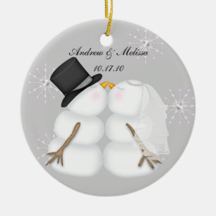 Die Snowmen küssen verheiratet unser erstes Keramik Ornament