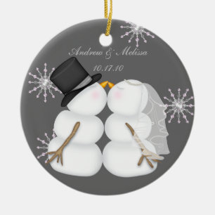 Die Snowmen küssen verheiratet unser erstes Keramik Ornament