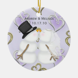 Die Snowmen küssen verheiratet unser erstes Keramikornament