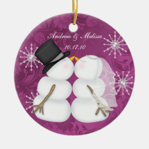 Die Snowmen küssen verheiratet unser erstes Keramikornament