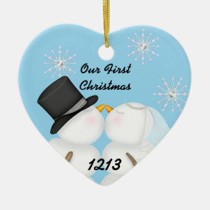 Die Snowmen küssen verheiratet unsere 1. Chrismas Keramik Ornament