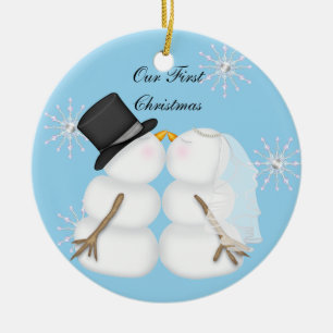 Die Snowmen küssen verheiratet unsere 1. Chrismas Keramikornament