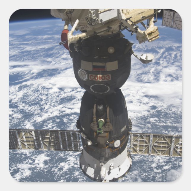 Die Sojus TMA-19 Raumsonde Quadratischer Aufkleber (Vorderseite)