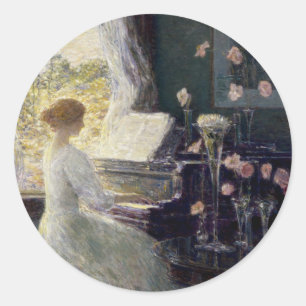 Die Sonate von Frederick Childe Hassam Runder Aufkleber