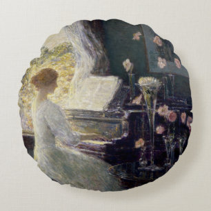 Die Sonate von Frederick Childe Hassam Rundes Kissen