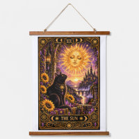 Die Sonn-Tarotkarte Schwarze Katze Gothic-Teppich