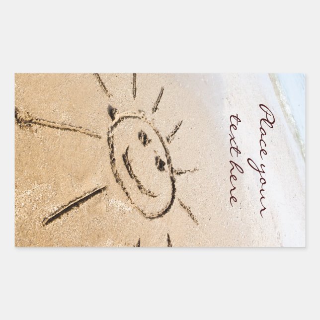 Die Sonne am Strand Rechteckiger Aufkleber (Vorderseite)