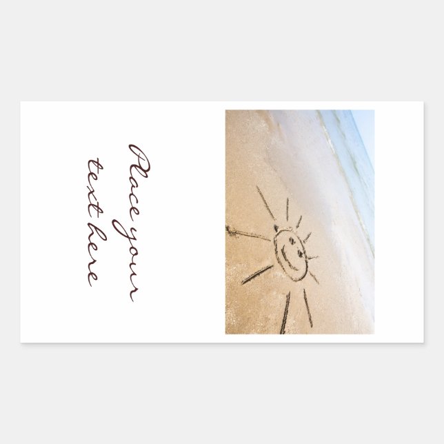 Die Sonne am Strand Rechteckiger Aufkleber (Vorderseite)