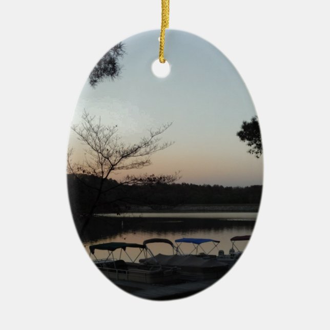 Die Sonne, der aufsteigende Mond über dem Arrowhad Keramik Ornament (Vorne)