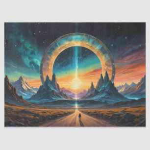 Die Sonne erhebt sich durch ein Stargate in den Be Seidenpapier