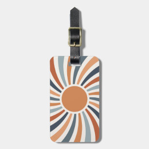 Die Sonne in einem bunten Retro-Design gelassen Gepäckanhänger