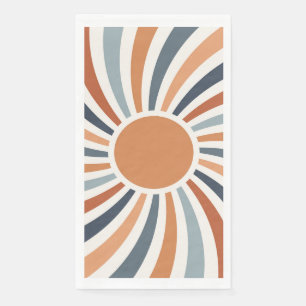 Die Sonne in einem bunten Retro-Design gelassen Serviette