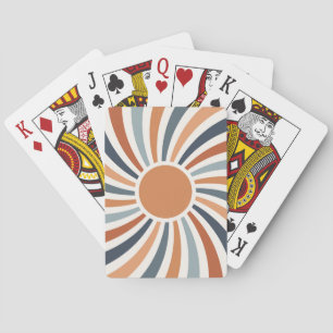 Die Sonne in einem bunten Retro-Design gelassen Spielkarten