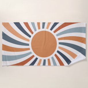 Die Sonne in einem bunten Retro-Design gelassen Strandtuch