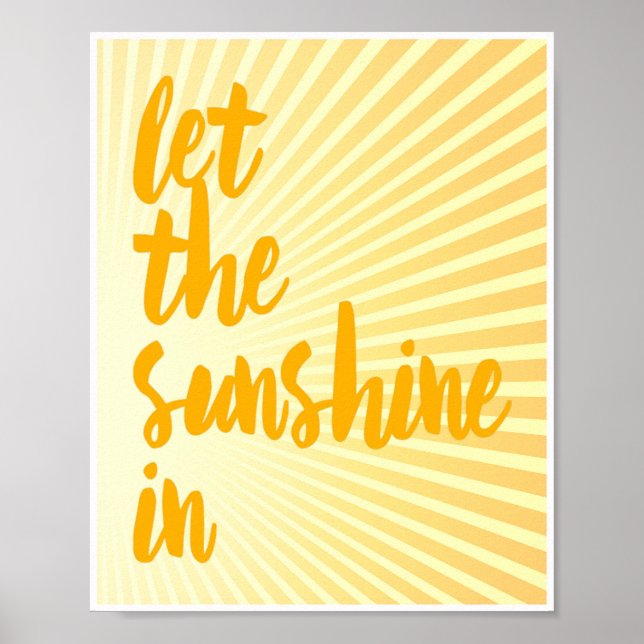 Die Sonne in orangefarbenen Sonnenstrahlen gelasse Poster (Vorne)