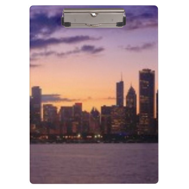 Die Sonne-Sets über dem Chicagoskyline Klemmbrett (Vorderseite)