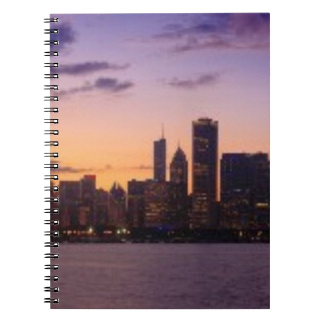 Die Sonne-Sets über dem Chicagoskyline Notizblock (Vorderseite)