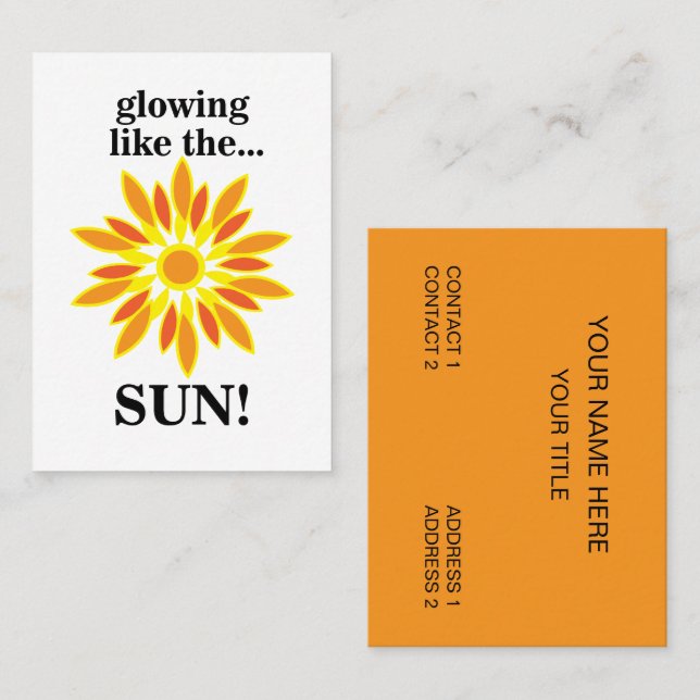 Die Sonne strahlt wie die Sonne Visitenkarte (Vorne/Hinten)