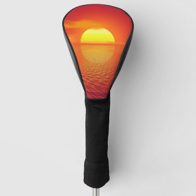 Die Sonne über dem Orange Sea Calm Ocean Golf Headcover (Vorderseite)