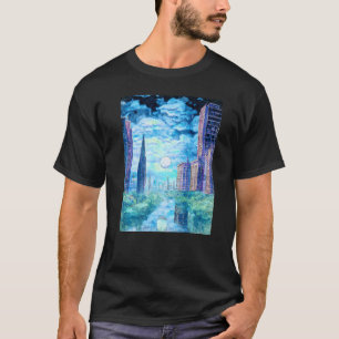 Die Sonne über den Fluss, der durch die futuristis T-Shirt