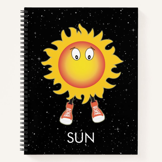 Die Sonne und die Sterne im Weltraum Notizbuch (Vorderseite)