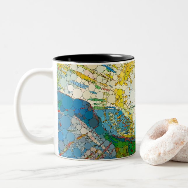Die Sonne, Unendlichkeit kommt nach William Morris Zweifarbige Tasse (Mit Donut)