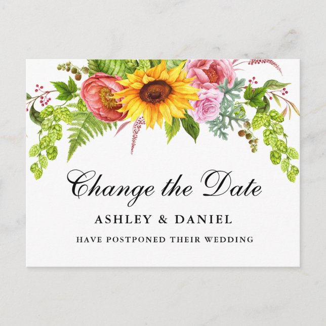 Die Sonnenblume im Wasser ändert das Datum Postkarte (Vorderseite)